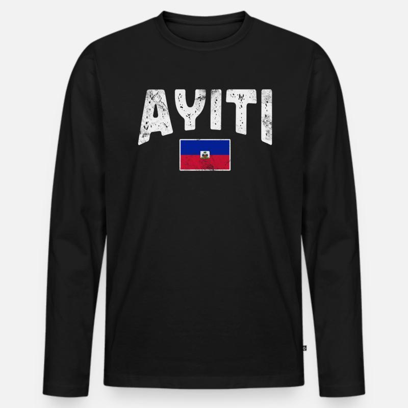 Haiti - Männer Premium Bio Langarmshirt - Schwarz