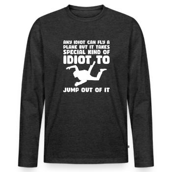 Skydive Skydiver Skydiving Fallschirm Geschenk - Männer Premium Bio Langarmshirt - Anthrazit meliert - Vorne - Nico (187cm)