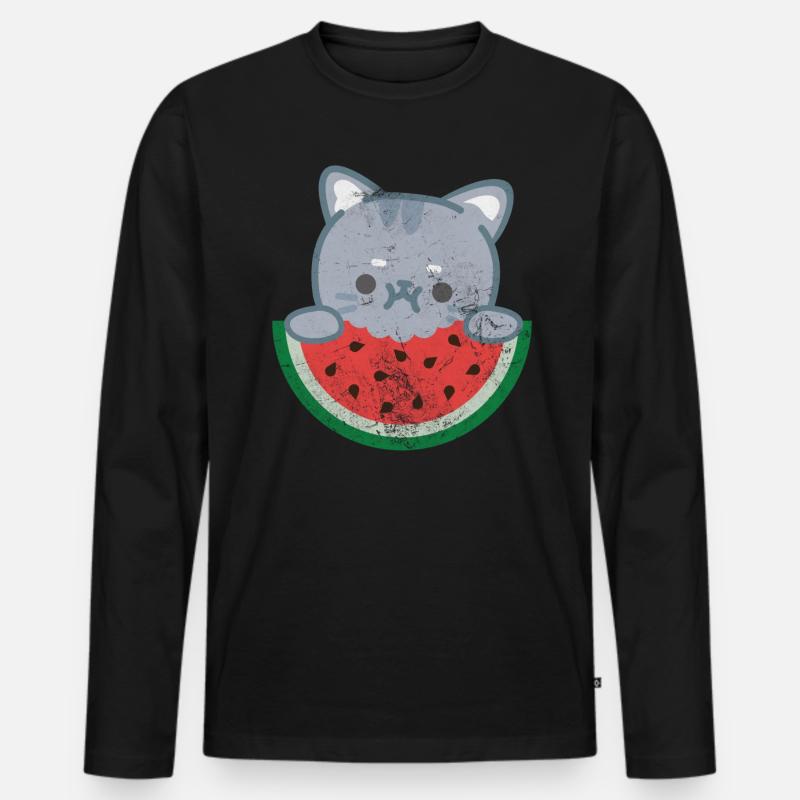 Wassermelone - Männer Premium Bio Langarmshirt - Schwarz