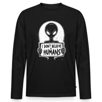 Alien - Männer Premium Bio Langarmshirt - Schwarz - Vorne - Nico (187cm)