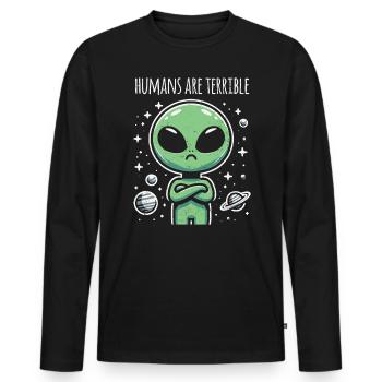 Alien - Männer Premium Bio Langarmshirt - Schwarz - Vorne - Nico (187cm)