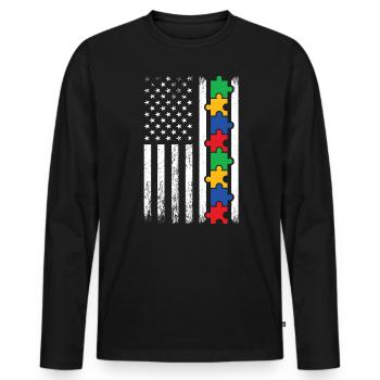 Autism Awareness Day Autistic Gift - Men's Premium Organic Long Sleeve Shirt - black - Front - Nico (187cm)