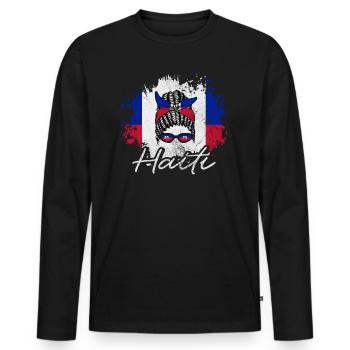 Haiti - Men's Premium Organic Long Sleeve Shirt - black - Front - Nico (187cm)