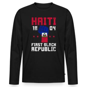 Haiti - Men's Premium Organic Long Sleeve Shirt - black - Front - Nico (187cm)