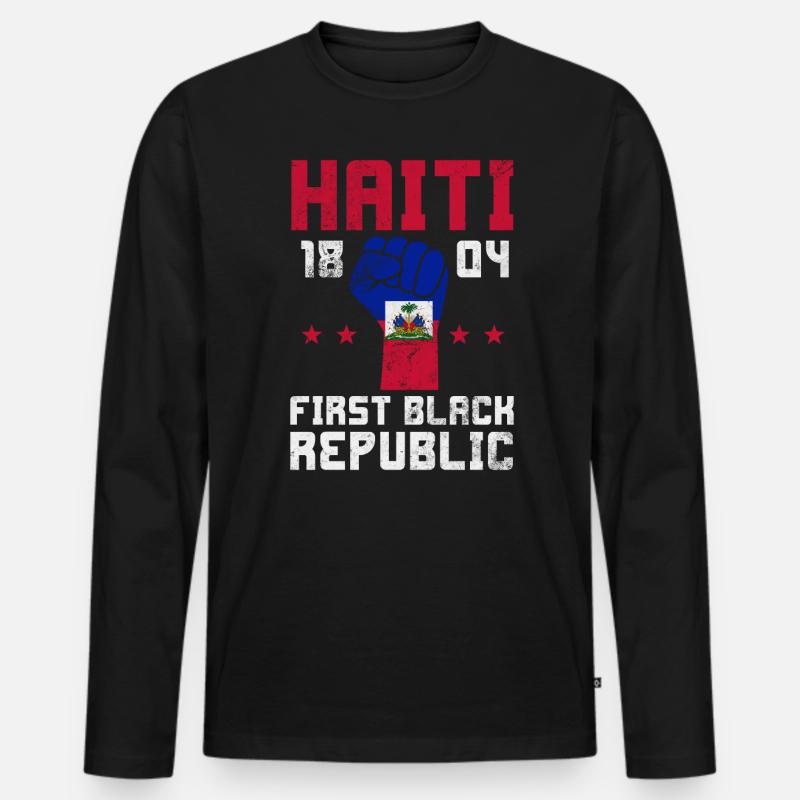 Haiti - Männer Premium Bio Langarmshirt - Schwarz