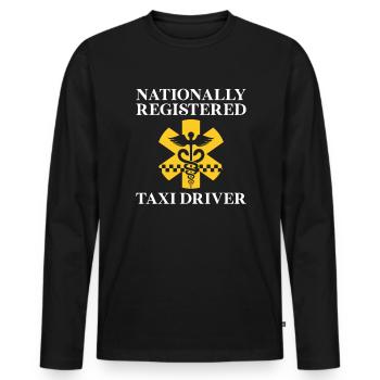 Taxi - Men's Premium Organic Long Sleeve Shirt - black - Front - Nico (187cm)