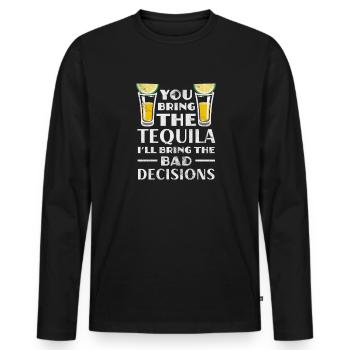 Tequila - Men's Premium Organic Long Sleeve Shirt - black - Front - Nico (187cm)