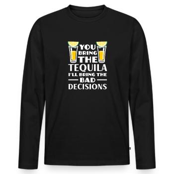 Tequila Sunrise Booze Party Mexique Cadeau - T-shirt manches longues Premium bio Homme - noir - Devant - Nico (187cm)
