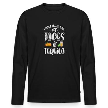 Tequila - Men's Premium Organic Long Sleeve Shirt - black - Front - Nico (187cm)