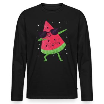 Watermelon - Men's Premium Organic Long Sleeve Shirt - black - Front - Nico (187cm)