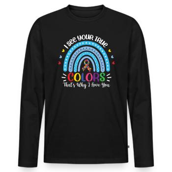 Autism Awareness Day Autistic Gift - Men's Premium Organic Long Sleeve Shirt - black - Front - Nico (187cm)