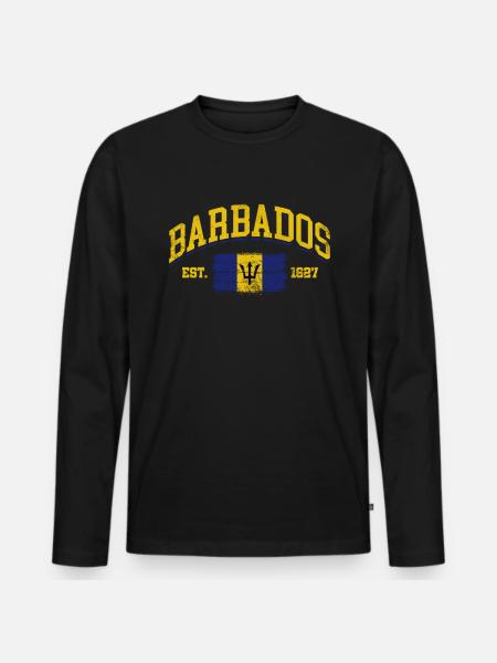 Barbados - Men's Premium Organic Long Sleeve Shirt - black