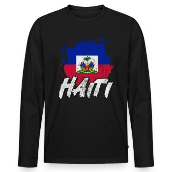 Haiti - Men's Premium Organic Long Sleeve Shirt - black - Front - Nico (187cm)
