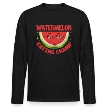 Watermelon - Men's Premium Organic Long Sleeve Shirt - black - Front - Nico (187cm)