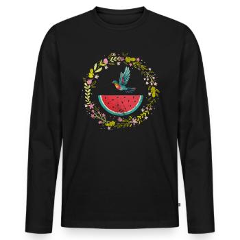 Watermelon - Men's Premium Organic Long Sleeve Shirt - black - Front - Nico (187cm)