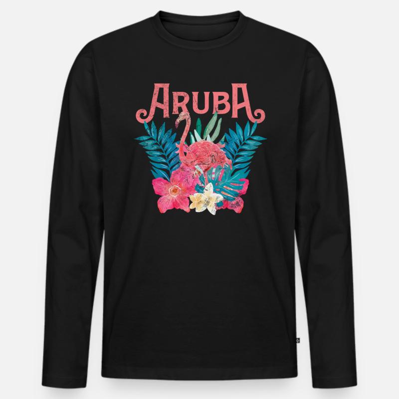 Aruba - Männer Premium Bio Langarmshirt - Schwarz