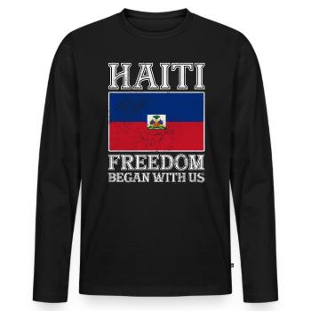 Haiti - Men's Premium Organic Long Sleeve Shirt - black - Front - Nico (187cm)