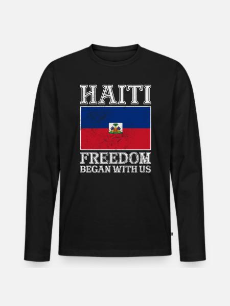 Haiti - Men's Premium Organic Long Sleeve Shirt - black
