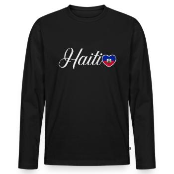 Haiti - Men's Premium Organic Long Sleeve Shirt - black - Front - Nico (187cm)