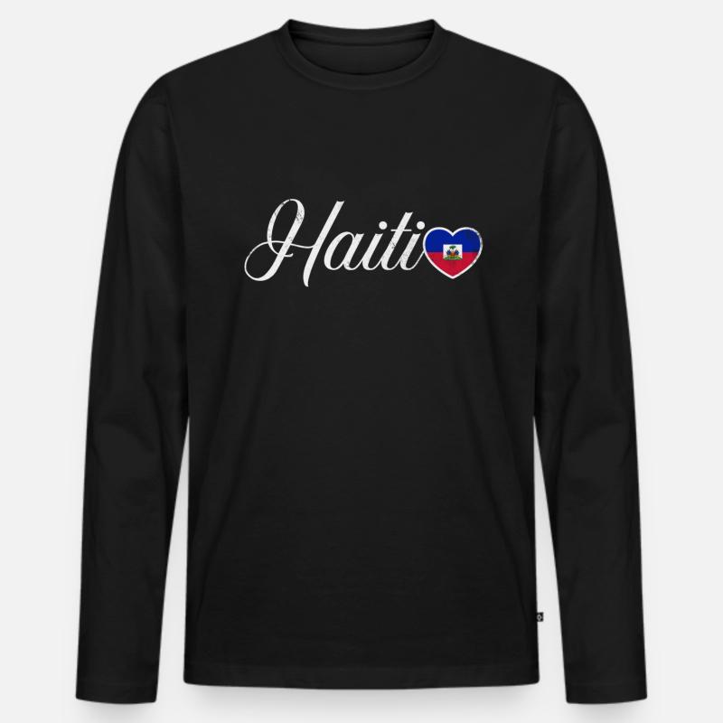 Haiti - Männer Premium Bio Langarmshirt - Schwarz