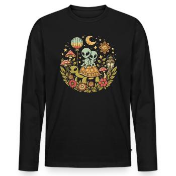 Alien - Männer Premium Bio Langarmshirt - Schwarz - Vorne - Nico (187cm)