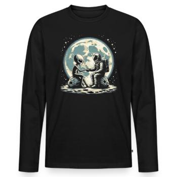 Alien - Männer Premium Bio Langarmshirt - Schwarz - Vorne - Nico (187cm)