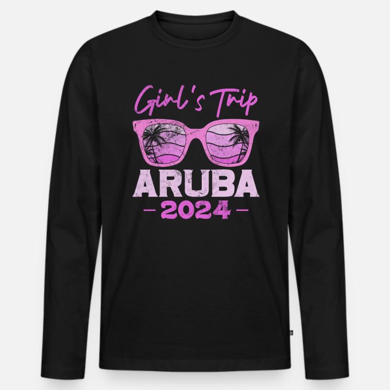 Aruba - Männer Premium Bio Langarmshirt - Schwarz