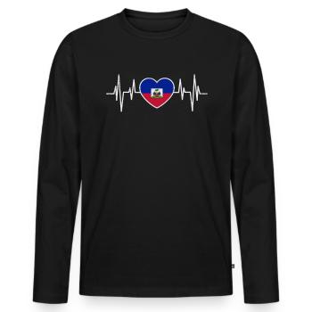 Haiti - Men's Premium Organic Long Sleeve Shirt - black - Front - Nico (187cm)
