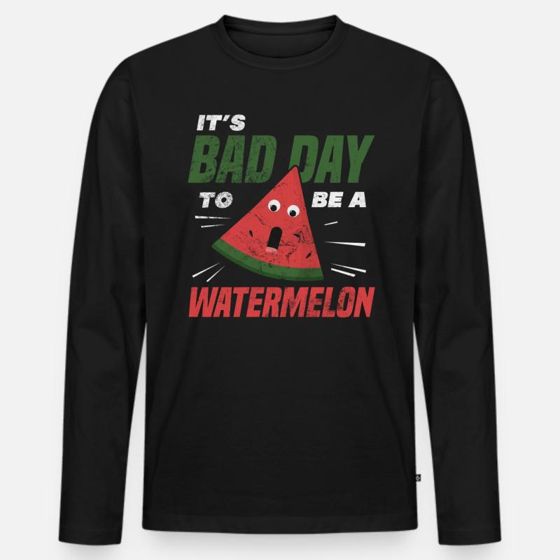 Wassermelone - Männer Premium Bio Langarmshirt - Schwarz