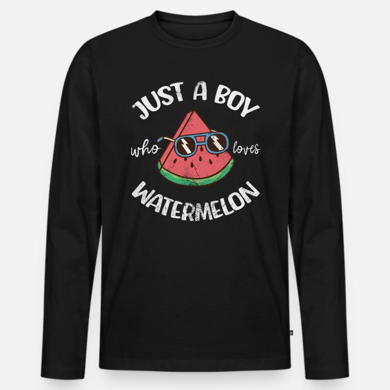 Wassermelone - Männer Premium Bio Langarmshirt - Schwarz
