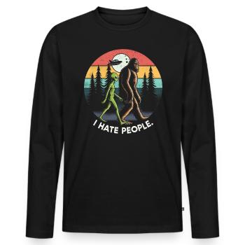 Alien - Männer Premium Bio Langarmshirt - Schwarz - Vorne - Nico (187cm)