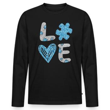 Autism Awareness Day Autistic Gift - Men's Premium Organic Long Sleeve Shirt - black - Front - Nico (187cm)