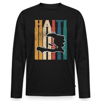 Haiti - Men's Premium Organic Long Sleeve Shirt - black - Front - Nico (187cm)