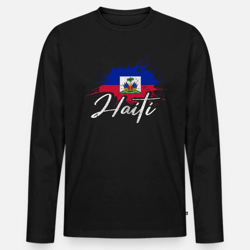 Haiti - Männer Premium Bio Langarmshirt - Schwarz
