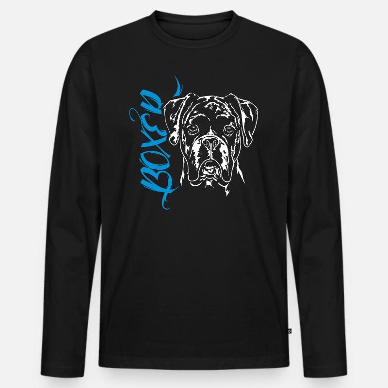 BOXER Portrait - Männer Premium Bio Langarmshirt - Schwarz