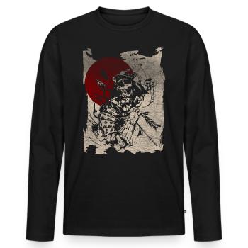 Samurai Warrior Japanese Manga Anime Gift - Men's Premium Organic Long Sleeve Shirt - black - Front - Nico (187cm)