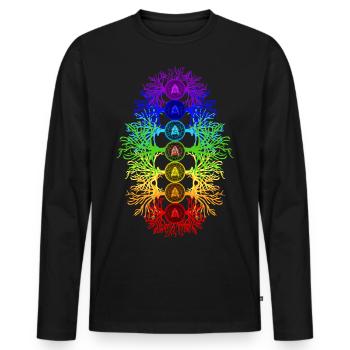 Énergie des chakras - T-shirt manches longues Premium bio Homme - noir - Devant - Nico (187cm)