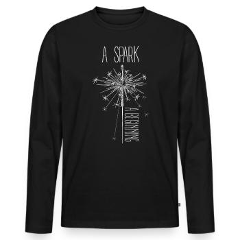 Ein Funke Ein beginnendes motivierendes Wunderkerzen-Design - Männer Premium Bio Langarmshirt - Schwarz - Vorne - Nico (187cm)