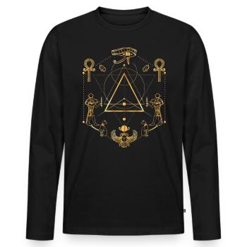 Altägyptische Heilige Geometrie Mystisches Design - Männer Premium Bio Langarmshirt - Schwarz - Vorne - Nico (187cm)