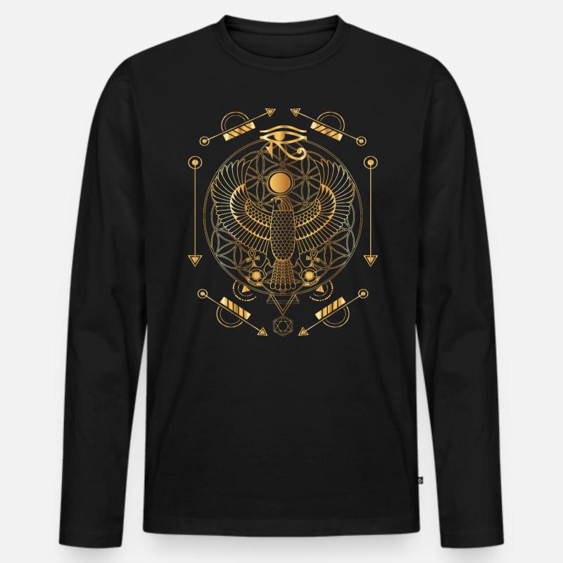 Simbolo Mistico del Egizio e della Geometria Sacra - Maglia a manica lunga ecologica premium da uomo - nero