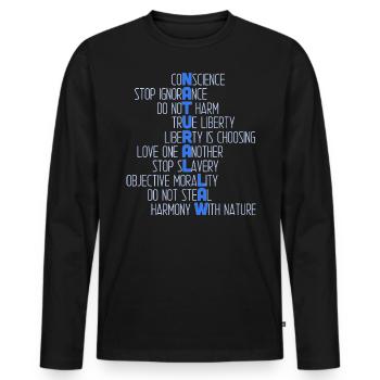 Loi naturelle Moralité Stop Ignorance Liberté Don - T-shirt manches longues Premium bio Homme - noir - Devant - Nico (187cm)