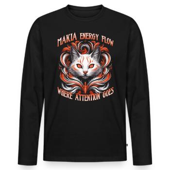 Makia Hawaiian Philosophy Huna Principles Design - Men's Premium Organic Long Sleeve Shirt - black - Front - Nico (187cm)