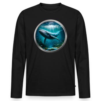 Humpback Whale - 2 - Men's Premium Organic Long Sleeve Shirt - black - Front - Nico (187cm)