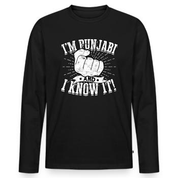 Sikh Indian Sikhism Punjabi Alphabet Writing - Men's Premium Organic Long Sleeve Shirt - black - Front - Nico (187cm)
