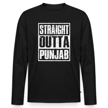Sikh Indian Sikhism Punjabi Alphabet Writing - Men's Premium Organic Long Sleeve Shirt - black - Front - Nico (187cm)