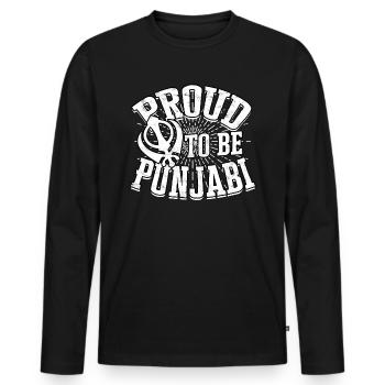 Sikh Indian Sikhism Punjabi Alphabet Writing - Men's Premium Organic Long Sleeve Shirt - black - Front - Nico (187cm)