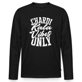 Sikh Indian Sikhism Punjabi Alphabet Writing - Men's Premium Organic Long Sleeve Shirt - black - Front - Nico (187cm)