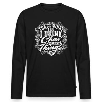 Sikh Indian Sikhism Punjabi Alphabet Writing - Men's Premium Organic Long Sleeve Shirt - black - Front - Nico (187cm)