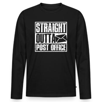 Postman Postman Post Gift Letter Parcel - T-shirt manches longues Premium bio Homme - noir - Devant - Nico (187cm)