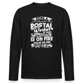 Postman Postman Post Gift Letter Parcel - T-shirt manches longues Premium bio Homme - noir - Devant - Nico (187cm)